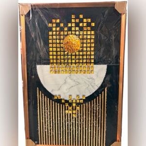 Modern Abstract Gold and Marble Wall Art Decor